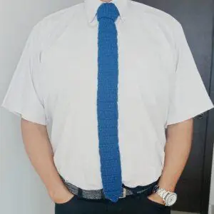 Corbata azul tejida crochet / Única