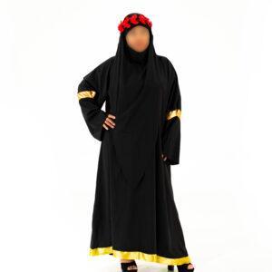Abaya negra con filos dorados / Única