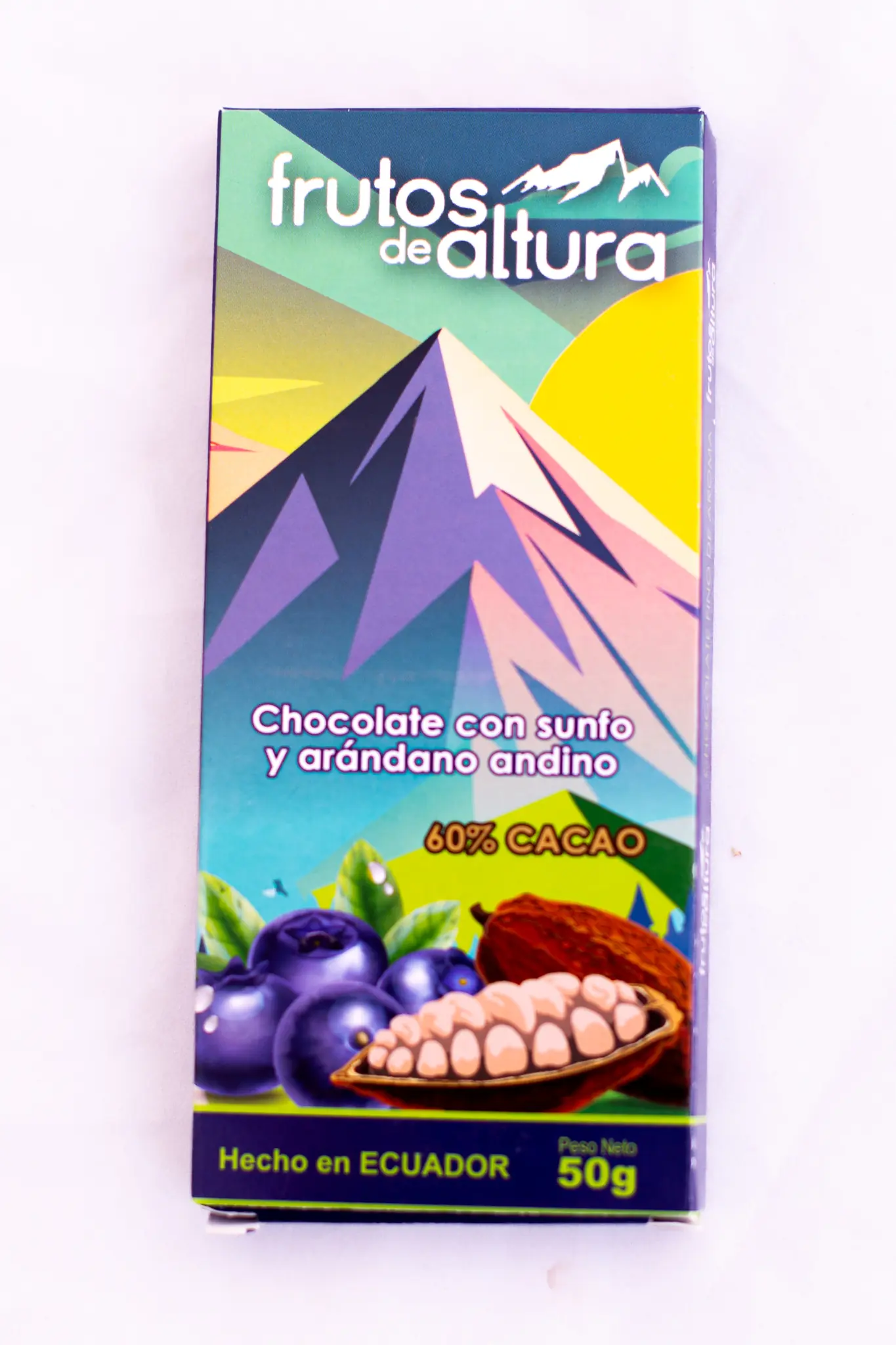 Chocolate con sunfo y arandano andino